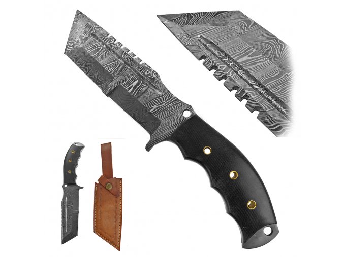 Taktický damaškový nůž "SPECIAL OPERATION" s koženým pouzdrem!