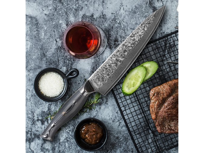 Kuchyňský damaškový nůž "HI CHEF" nerezový