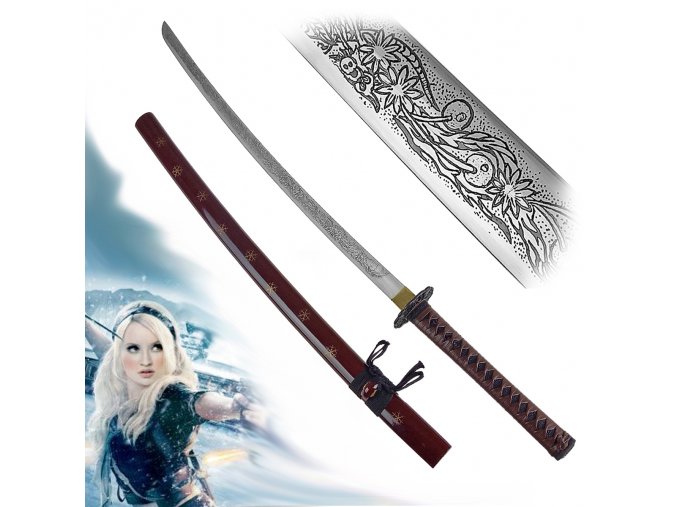 Fantasy katana "BABYDOLL - DARK" Sucker Punch ocelová replika ostrá!