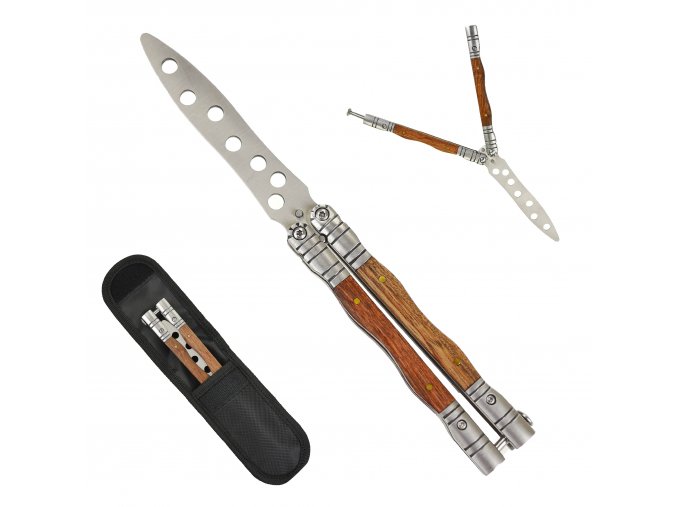 Prémiový tréninkový balisong "WOOD-PRO" s pouzdrem