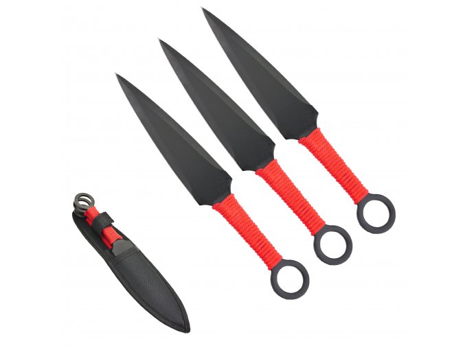 Vrhací nože "KUNAI RED" 3 kusy