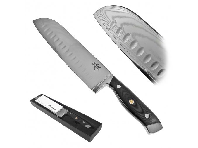 Damaškový kuchyňský nůž "SANTOKU MAXI" NEREZOVÝ