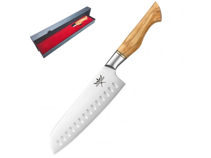 Luxusní kuchyňský nůž "SANTOKU OLIVE" šéfkuchařský