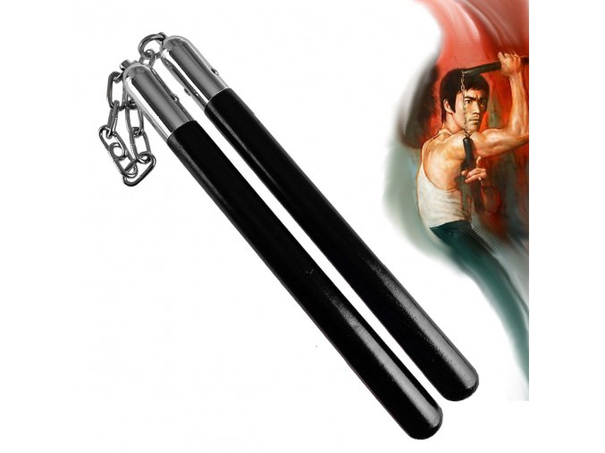 Nunchaku "BRUCE LEE" dlouhé, dřevěné - černé