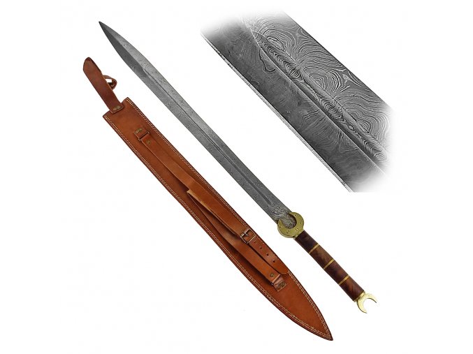 Lakónský damaškový meč "KING OF AMYKLAI" Funkční, ostrý!