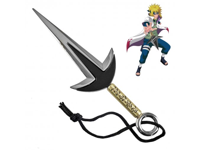 Malý bleskový kunai "YELLOW LIGHTNING FROM KONOHA" stříbrný - Naruto