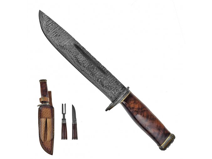 Velký pevný nůž "MASTER OF BLADES" s příborem a koženým pouzdrem