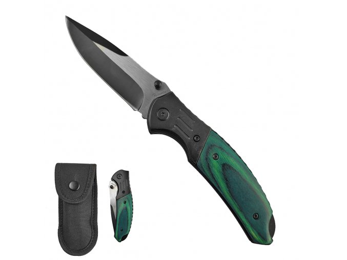 Zavírací kapesní nůž "GREEN SHARP" s pouzdrem
