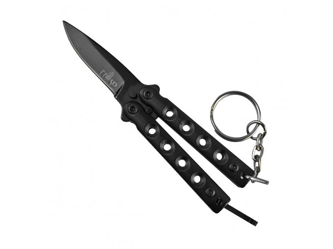 Mini duhový Balisong "THIRD KEYCHAIN - BLACK"