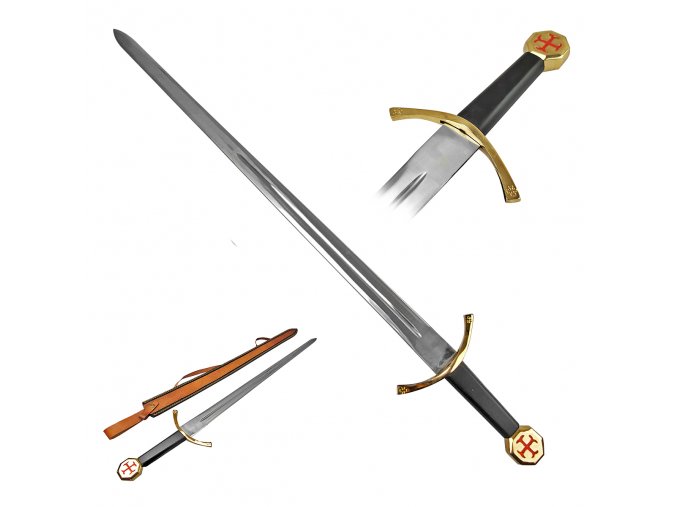 Gotický rytířský meč "TEUTONIC KNIGHTS ORDER - RED CROSS" Kovaný, ostrý!