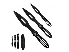Sada 3 vrhacích nožů "BLACK SPIDER" MIX