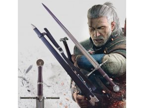 Dlouhý Zaklínačský meč/WITCHER - ocelový "SWORD ON HUMANS" s pevnou pochvou a popruhem!