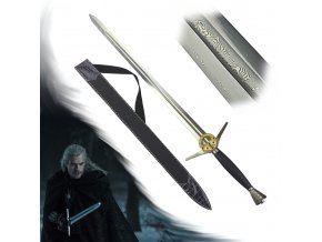 Funkční Zaklínačský meč z damaškové oceli "BUTCHER FROM BLAVIKEN" + pochva se zádovým popruhem