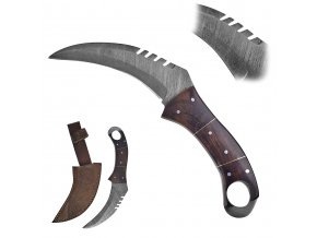 Damaškový karambit "CLAW OF ANCIENT STEEL" s koženým pouzdrem