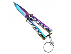 Mini duhový Balisong "THIRD KEYCHAIN"