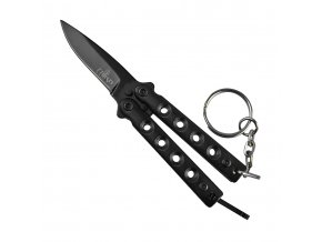 Mini duhový Balisong "THIRD KEYCHAIN - BLACK"