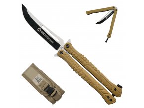 Taktický balisong "DESERT COYOTE" s pouzdrem