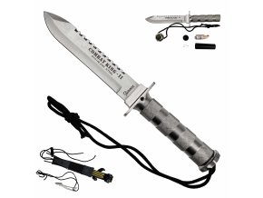 Vojenský nůž "RAMBO - COMBAT KING" na přežití! - stříbrný