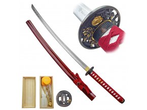 Červená katana "RED WARRIOR" s bohatým příslušenstvím