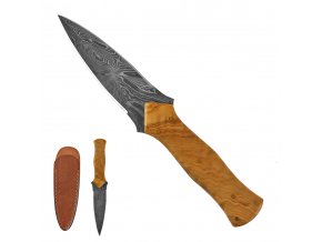 Damaškový nůž "STEEL DIAMOND" obousečný s koženým pouzdrem