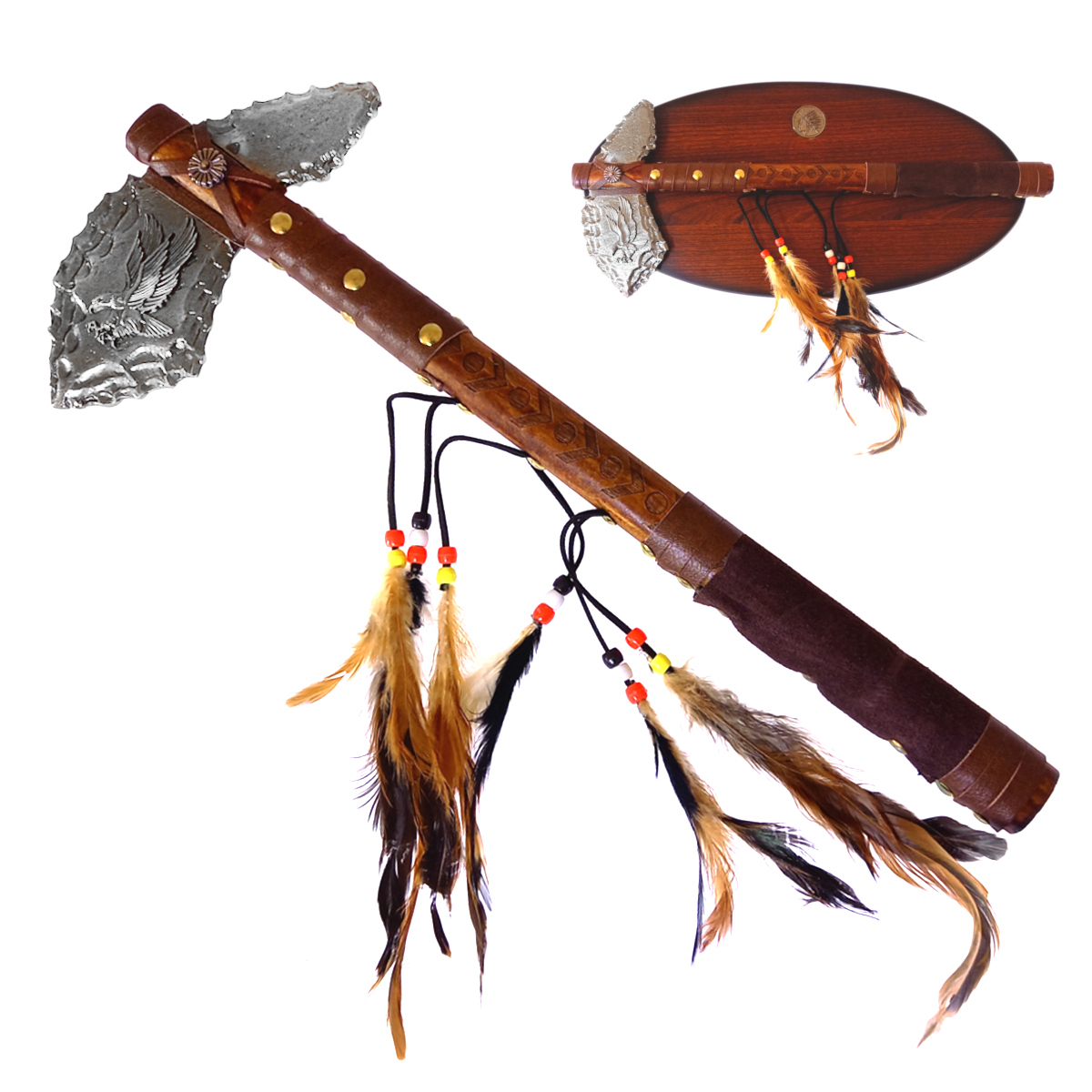 CHZ Indiánský tomahawk "AMERICAN EAGLE" s dřevěnou plaketou