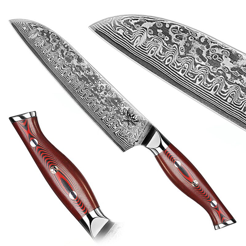 CHZ Damaškový santoku nůž "KONOHA" nerezový