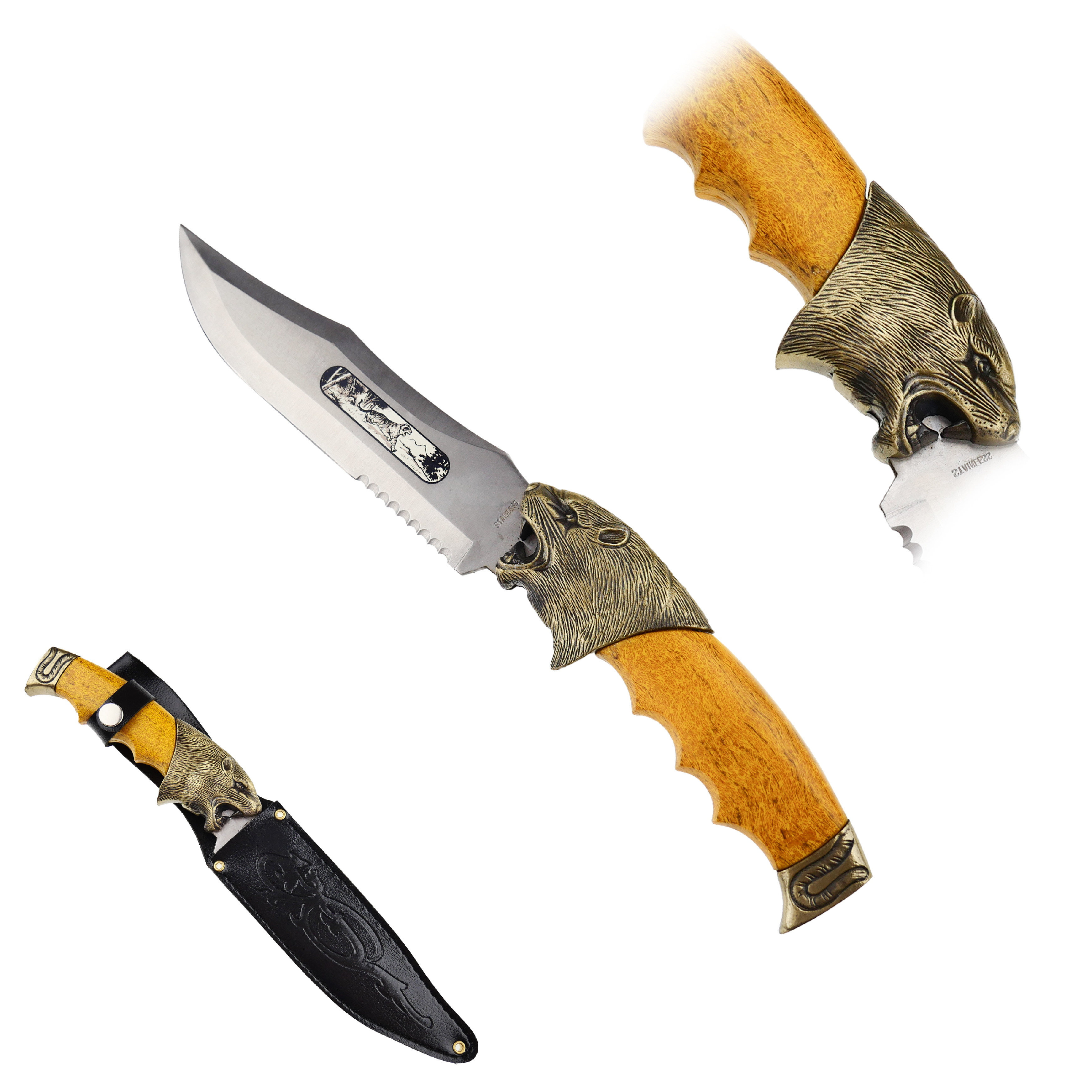 X Masivní pevný nůž "TIGER HEAD"