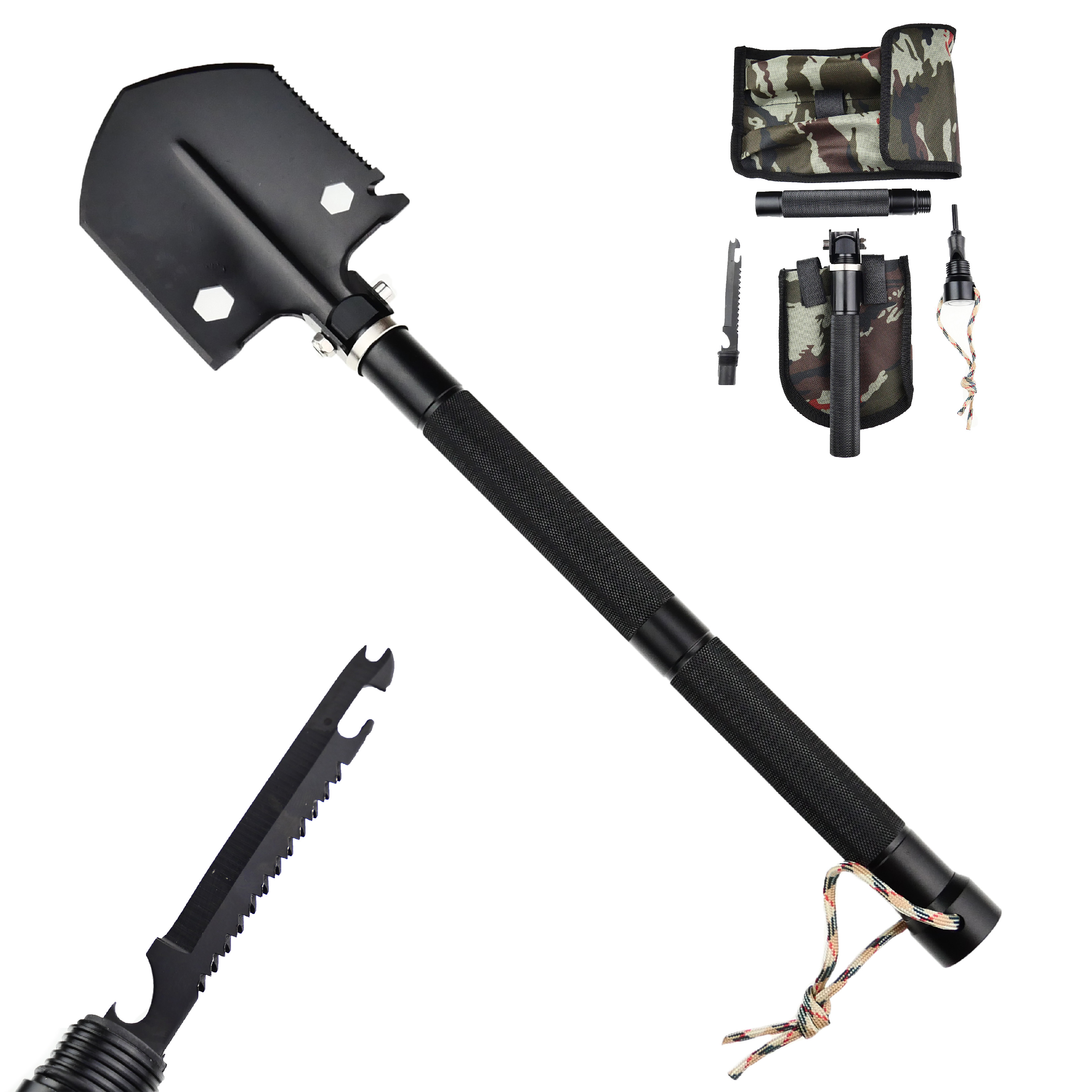 X Outdoorová lopatka "SURVIVAL SHOVEL - COMPACT" 10 funkcí