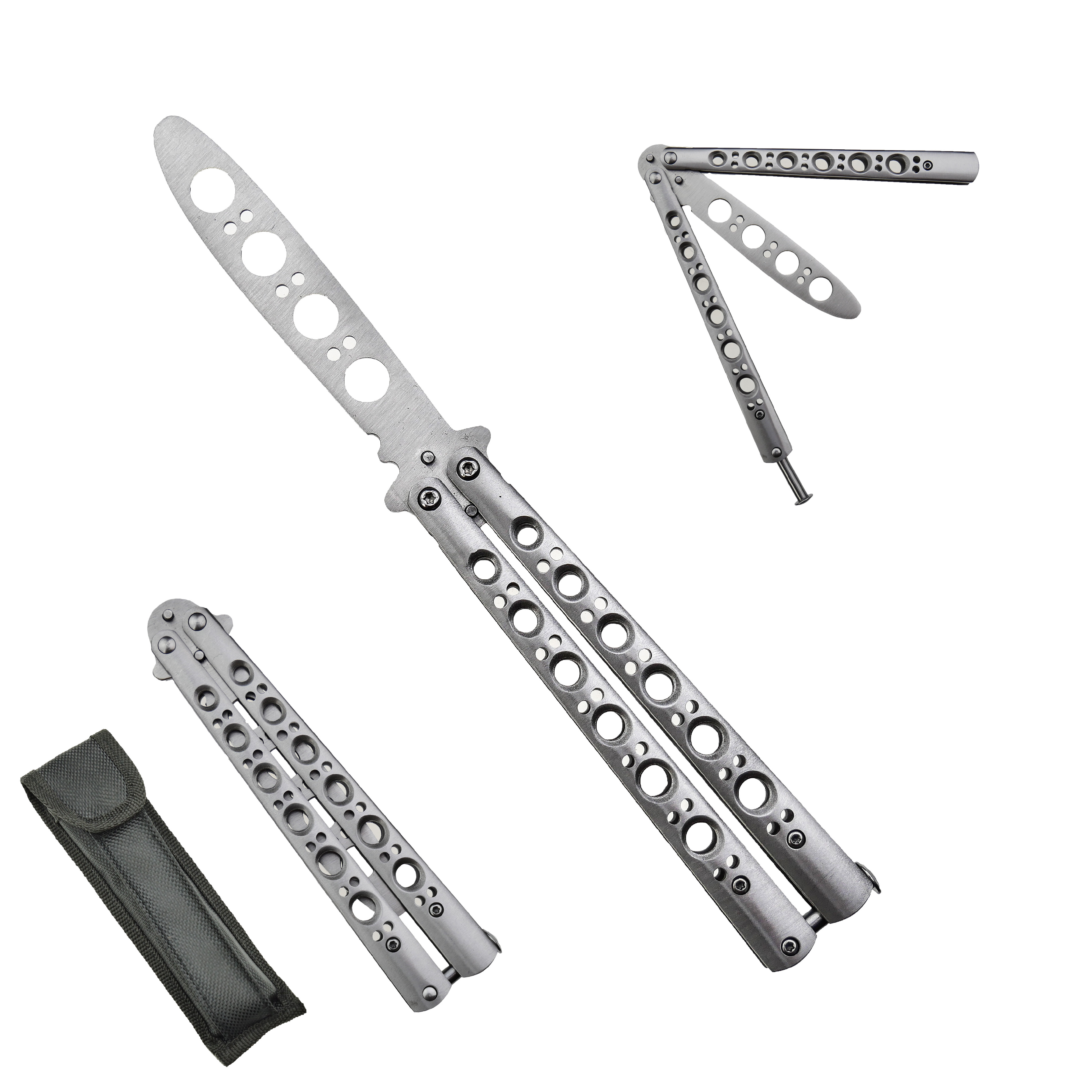 CHZ Prémiový tréninkový balisong "PRO-TRAIN" s pouzdrem/stříbrný