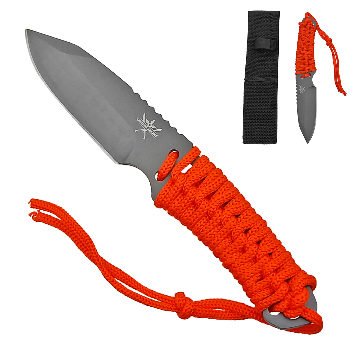CHZ Survival/vrhací nůž s oranžovou omotávkou "REFLEX" s pouzdrem