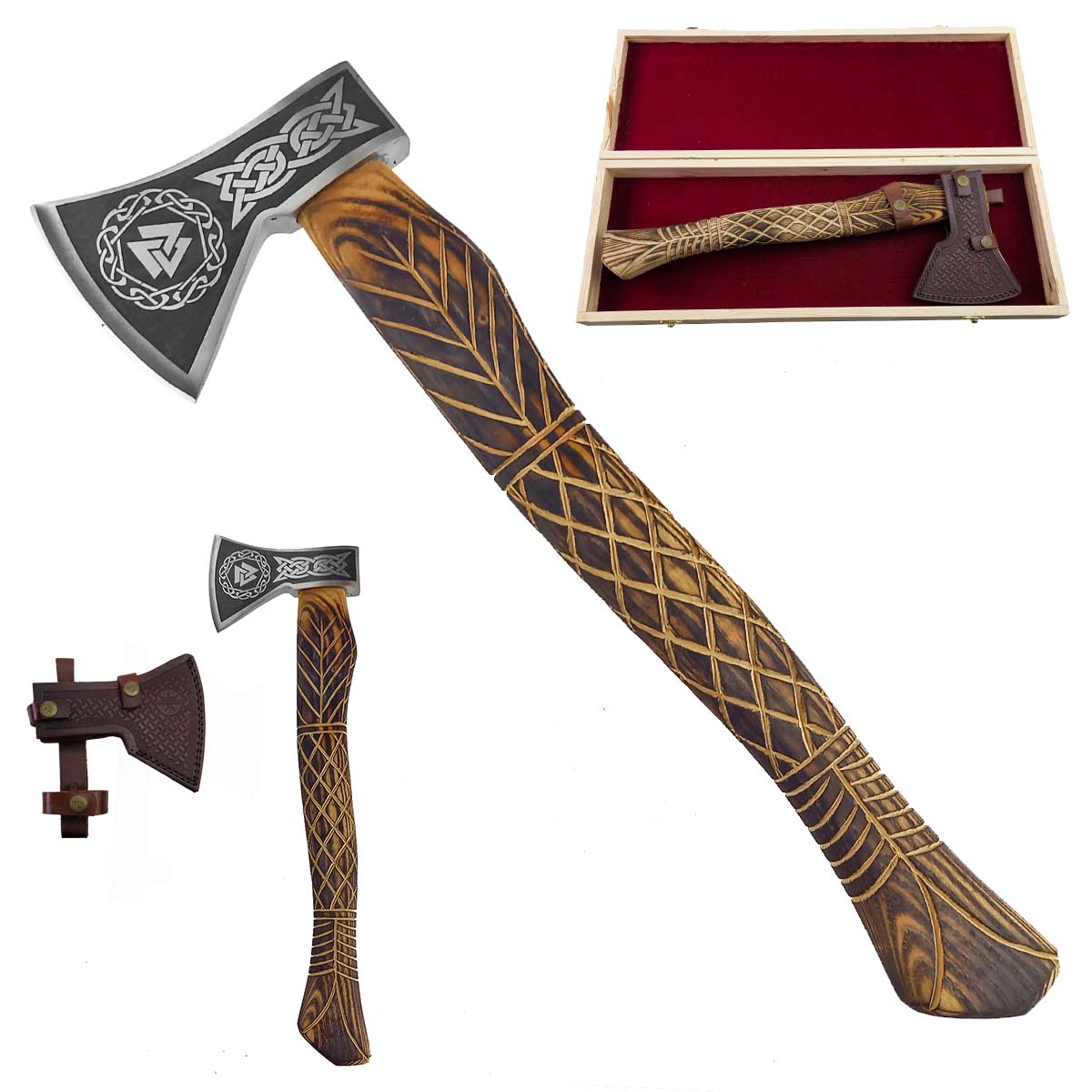 PAK Kovaná vikingská  sekera "VALHALLA" s dřevěným boxem