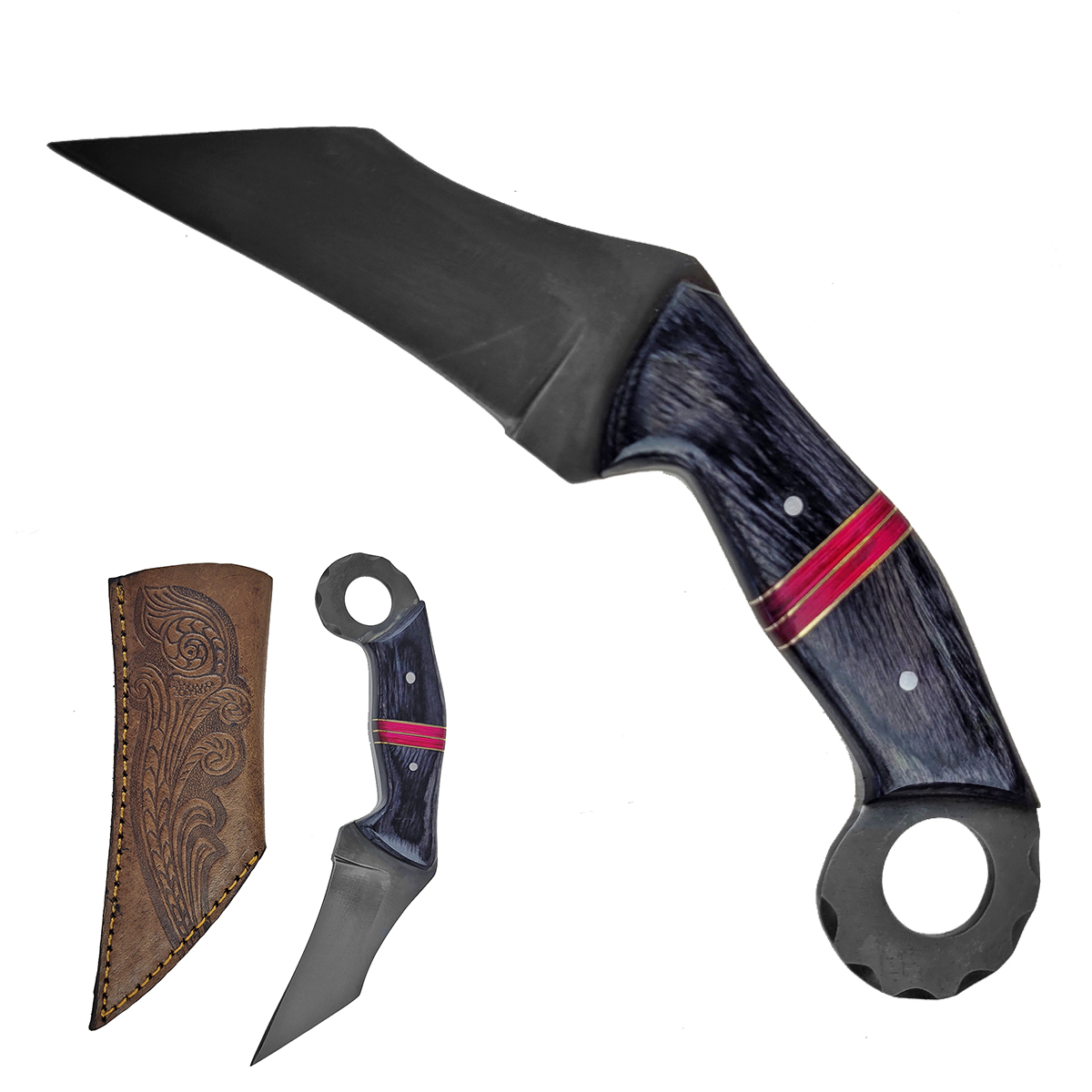 PAK Ručně kovaný karambit "BAT BLADE" s koženým pouzdrem