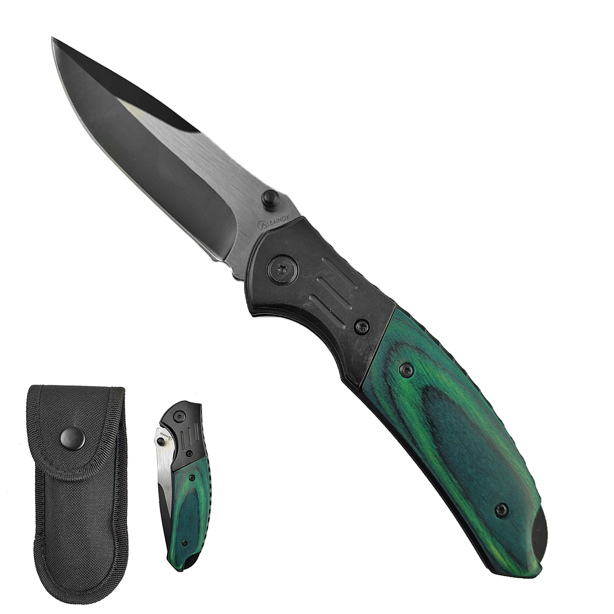 Albainox Zavírací kapesní nůž "GREEN SHARP" s pouzdrem
