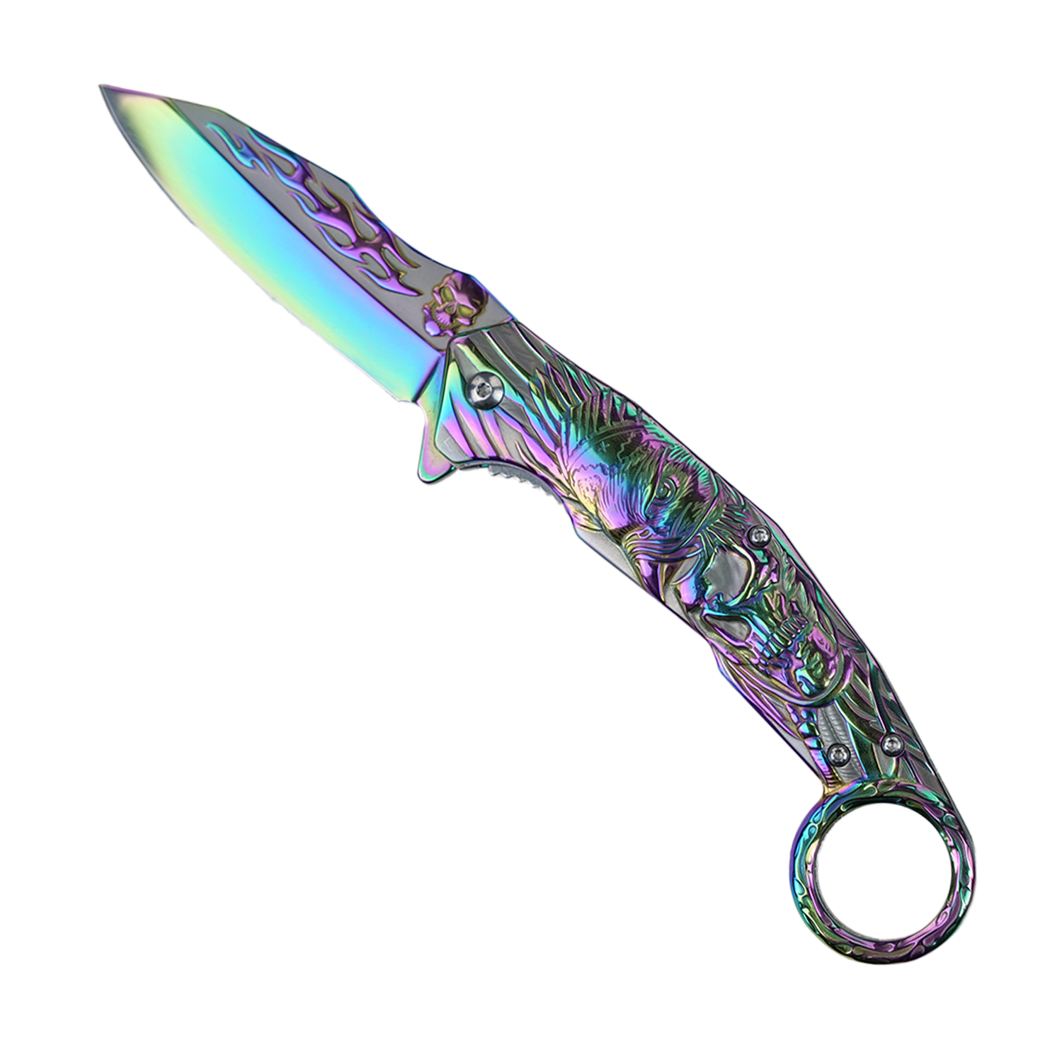 Levně CHZ Zavírací karambit "RAINBOW SKULL"
