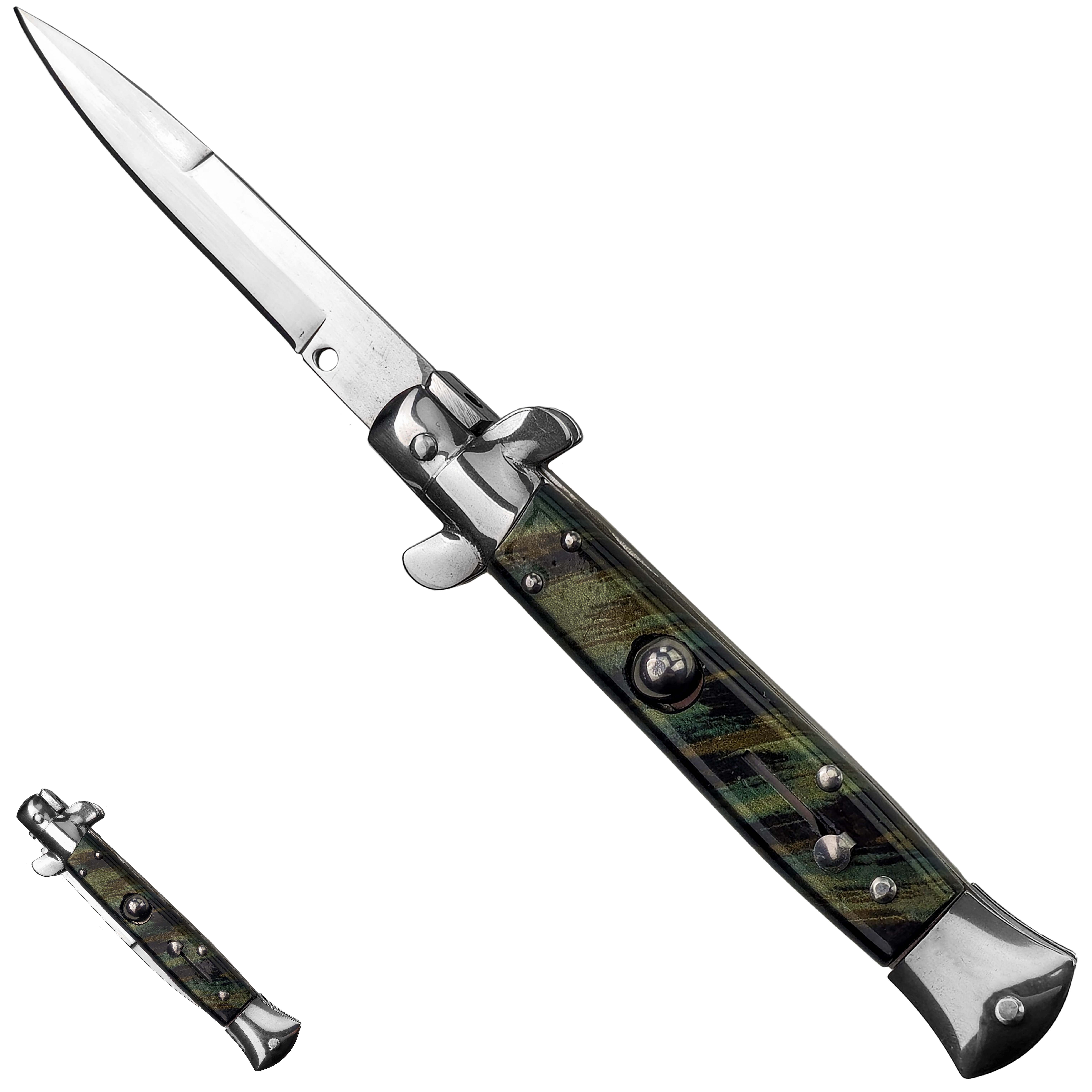 X Italský vystřelovací nůž "JUNGLE MESH" stiletto