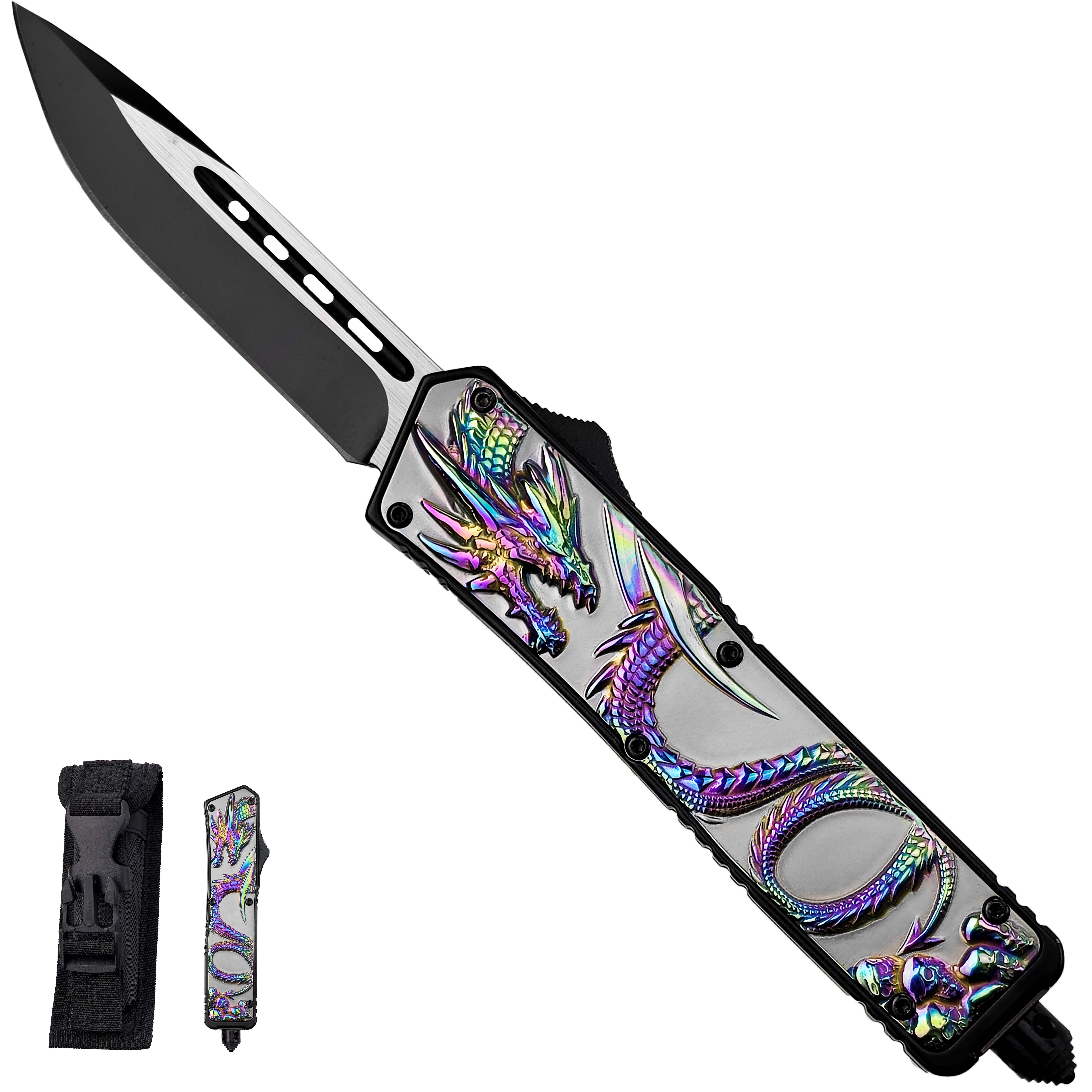 X Vystřelovací OTF nůž "RAINBOW DRAGON"