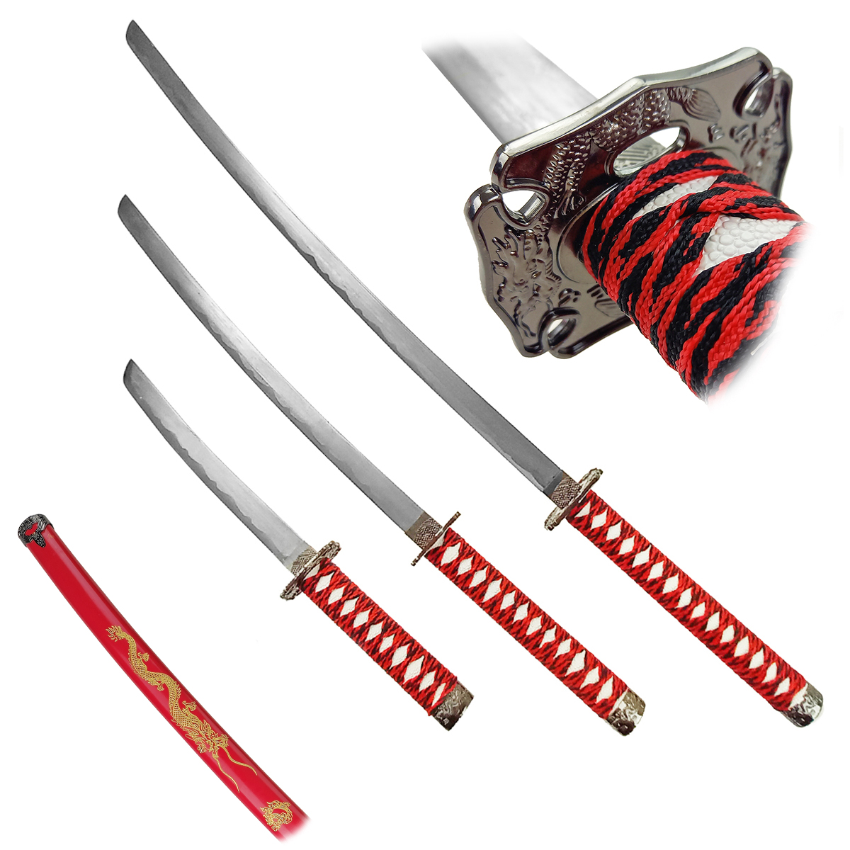 Chladné Zbraně Sada samurajských mečů "RED - ADVANCED"
