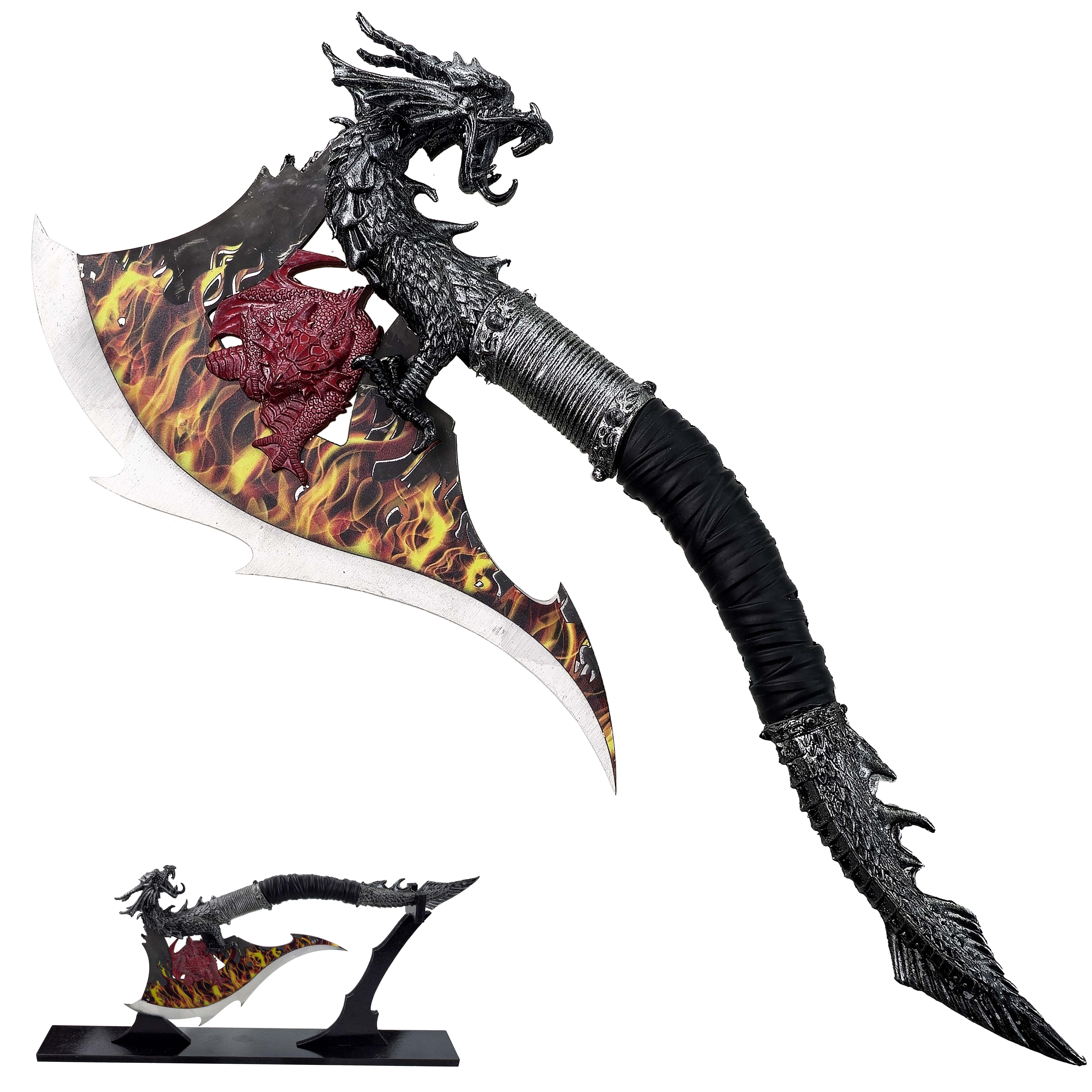 CHZ Dračí sekera "BORN IN FIRE" se stojánkem