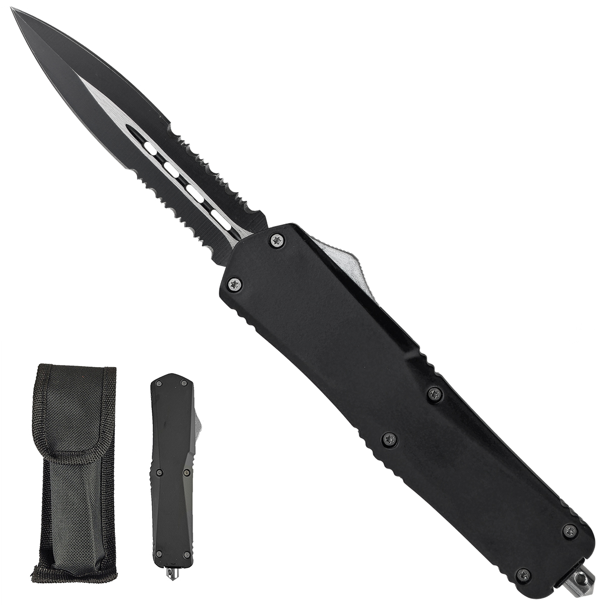 X Celokovový OTF "BLACK BULLET DAGGER" s pouzdrem