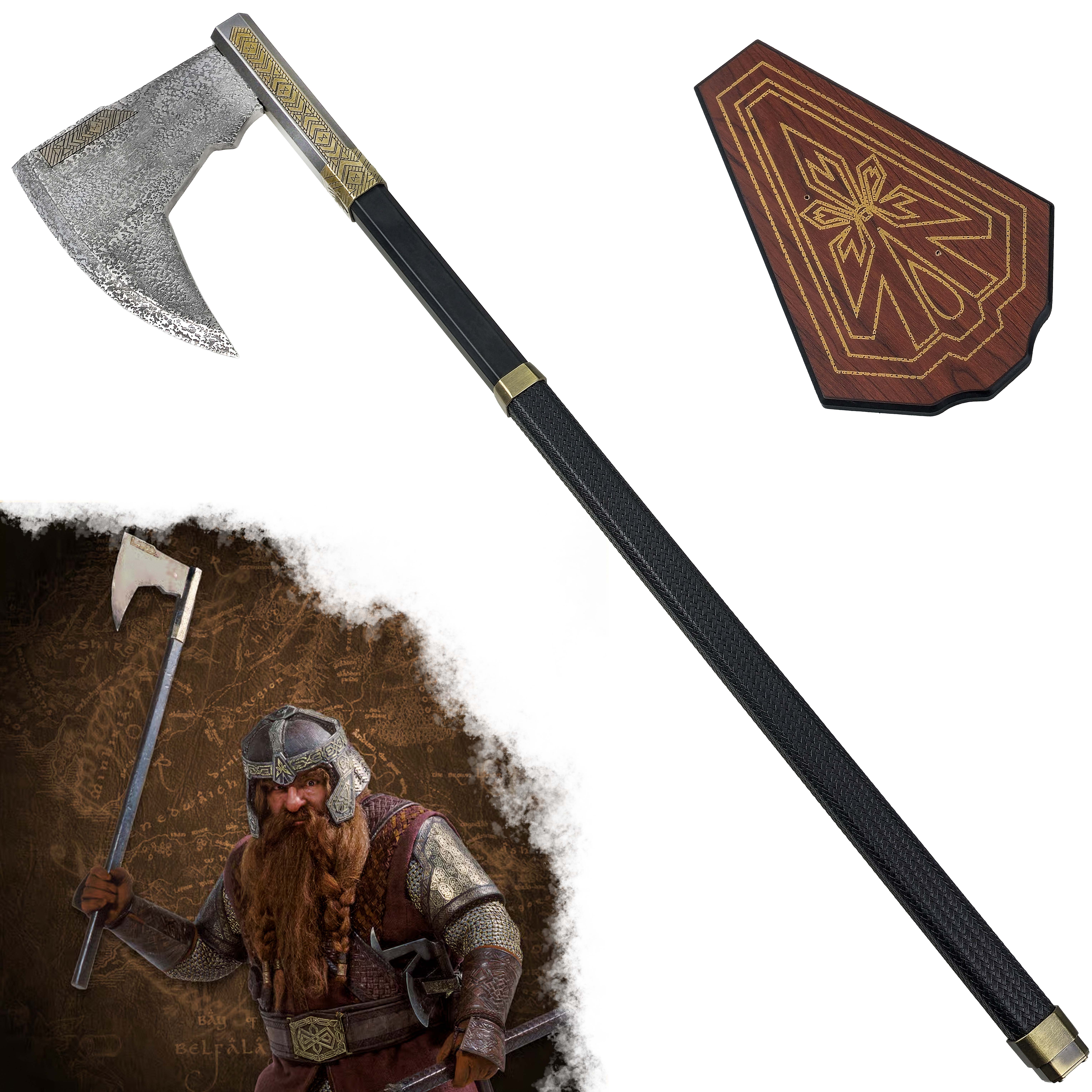 CHZ Celokovová sekera "GIMLI'S AXE" s plaketou - Pán Prstenů