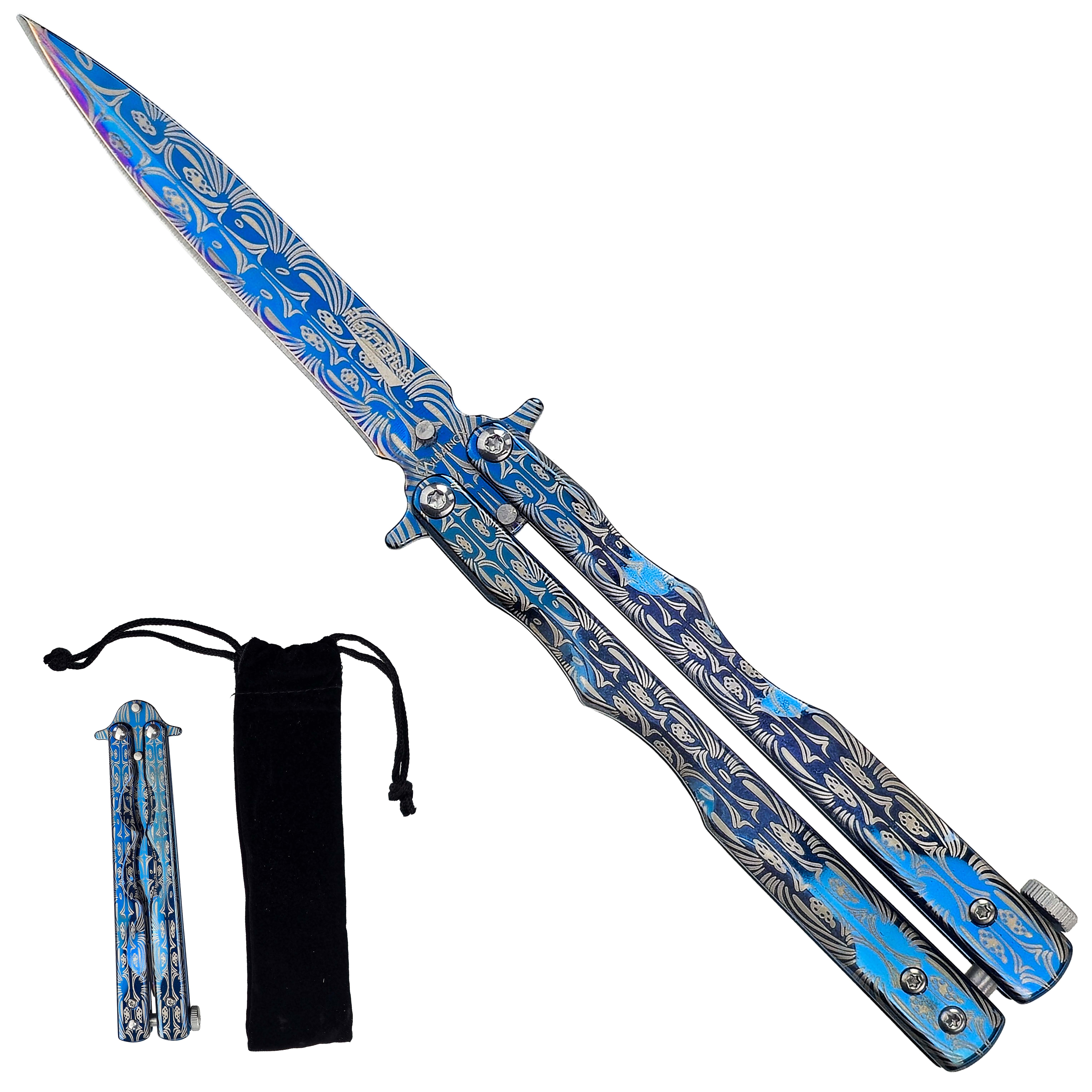 Albainox Ostrý balisong "RAINBLUE" s pouzdrem