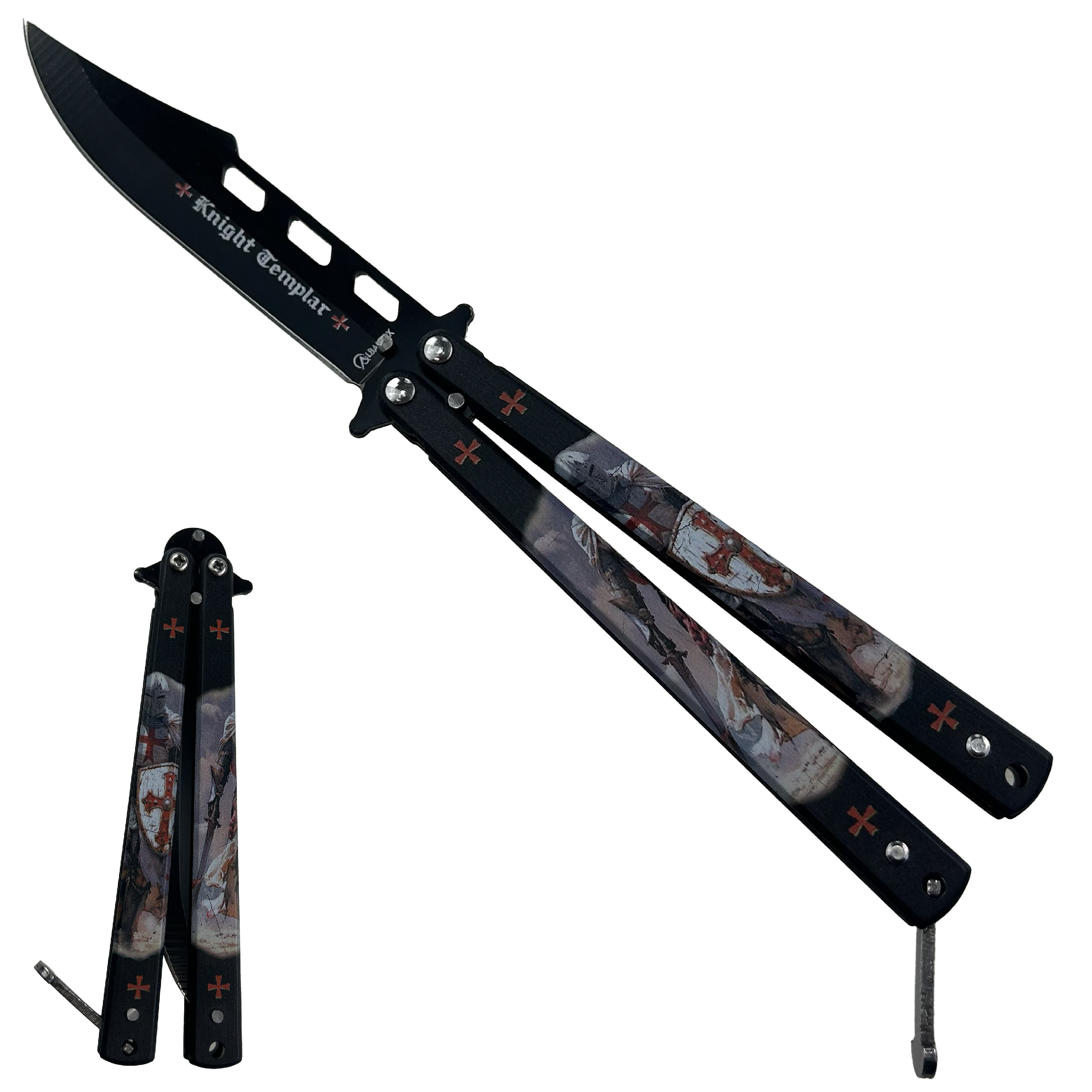 Levně Albainox Ostrý balisong "TEMPLAR FLIP BLACK"