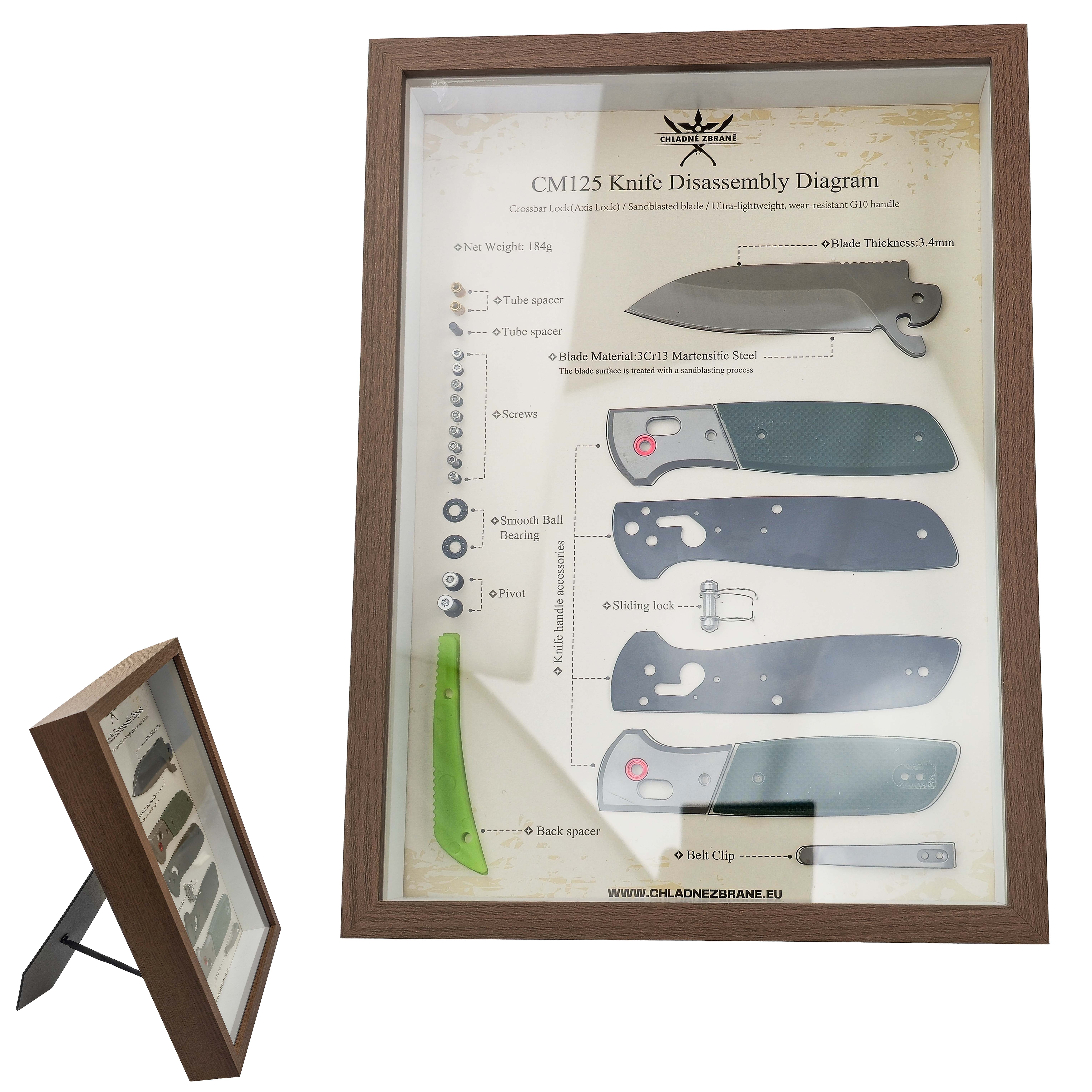 CHZ Výstavní rám "KNIFE DISASSEMBLY DIAGRAM"