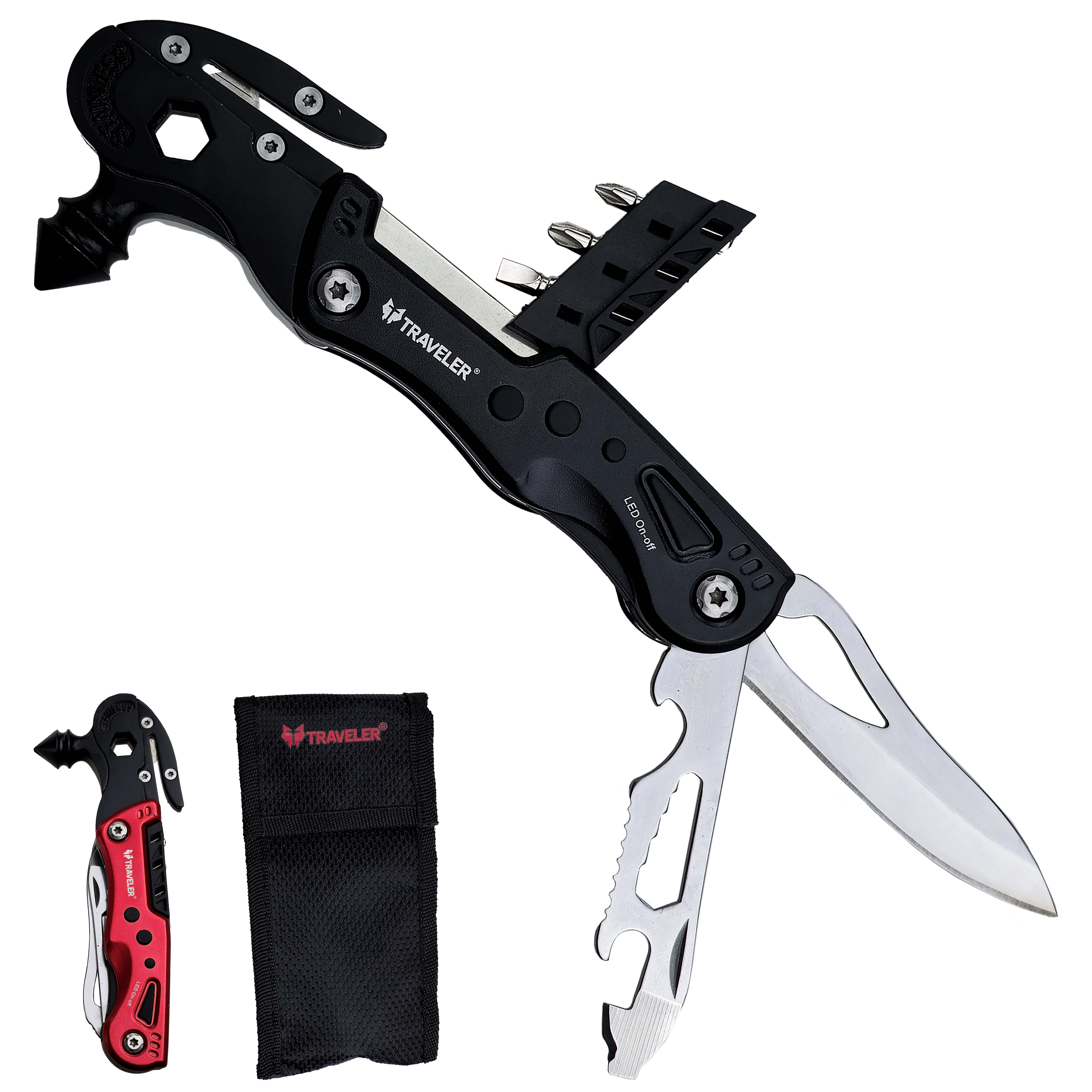 Multifunkční nářaďový nůž "TRAVELER ONE" s led svítilnou - nyní černý!