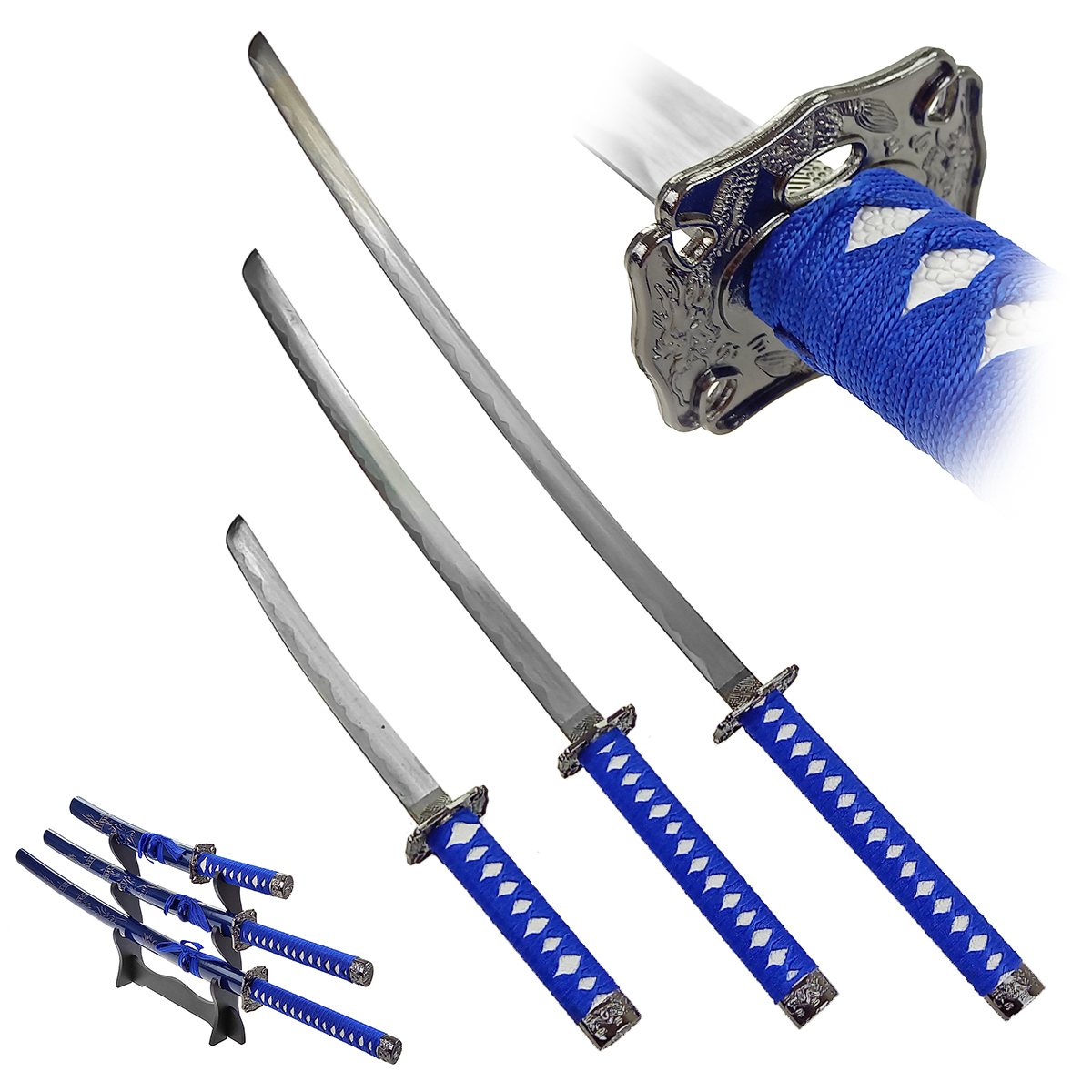 Chladné Zbraně Sada samurajských mečů "BLUE - ADVANCED"