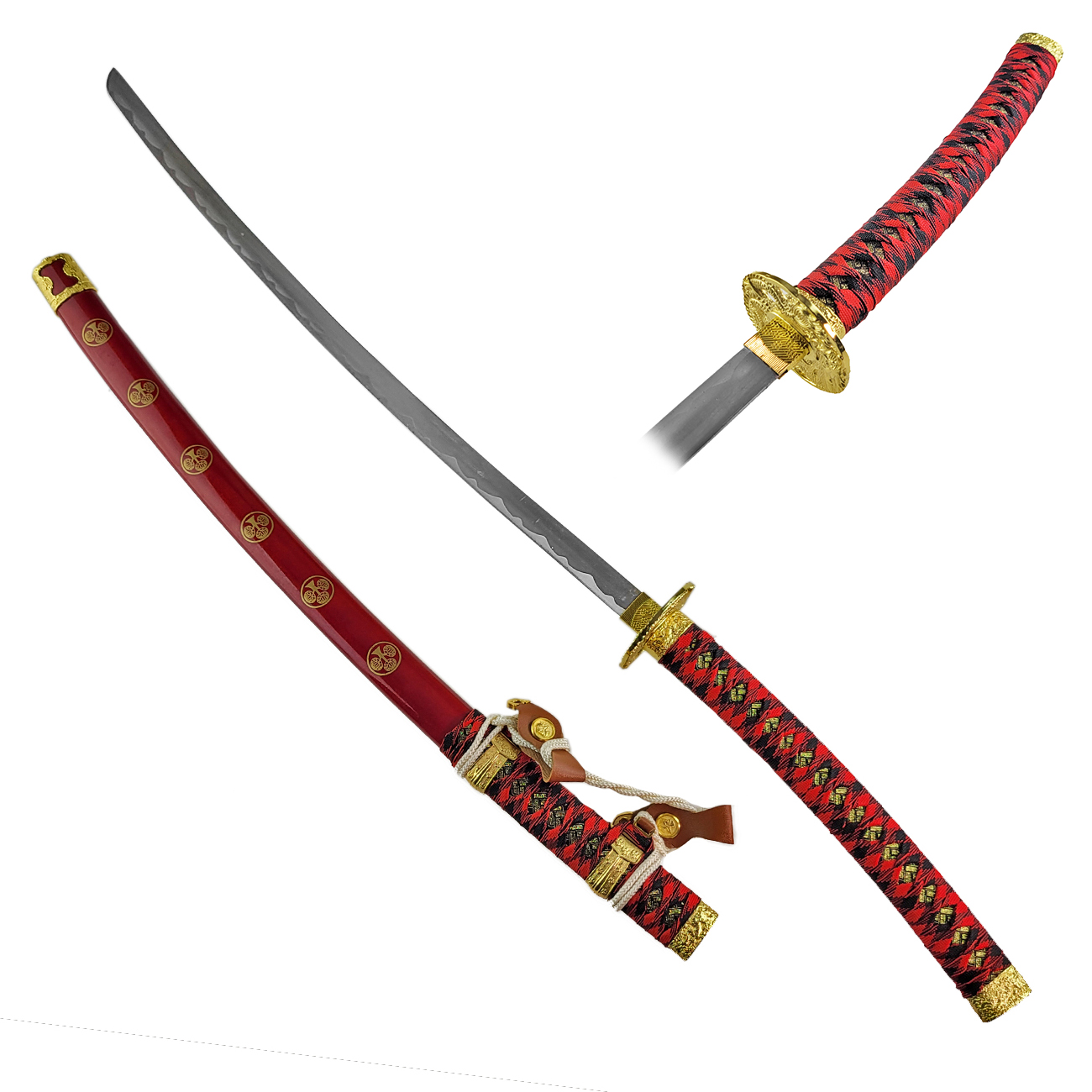 Chladné Zbraně Honosná katana "DOUBLEHAND SAMURAI" červená