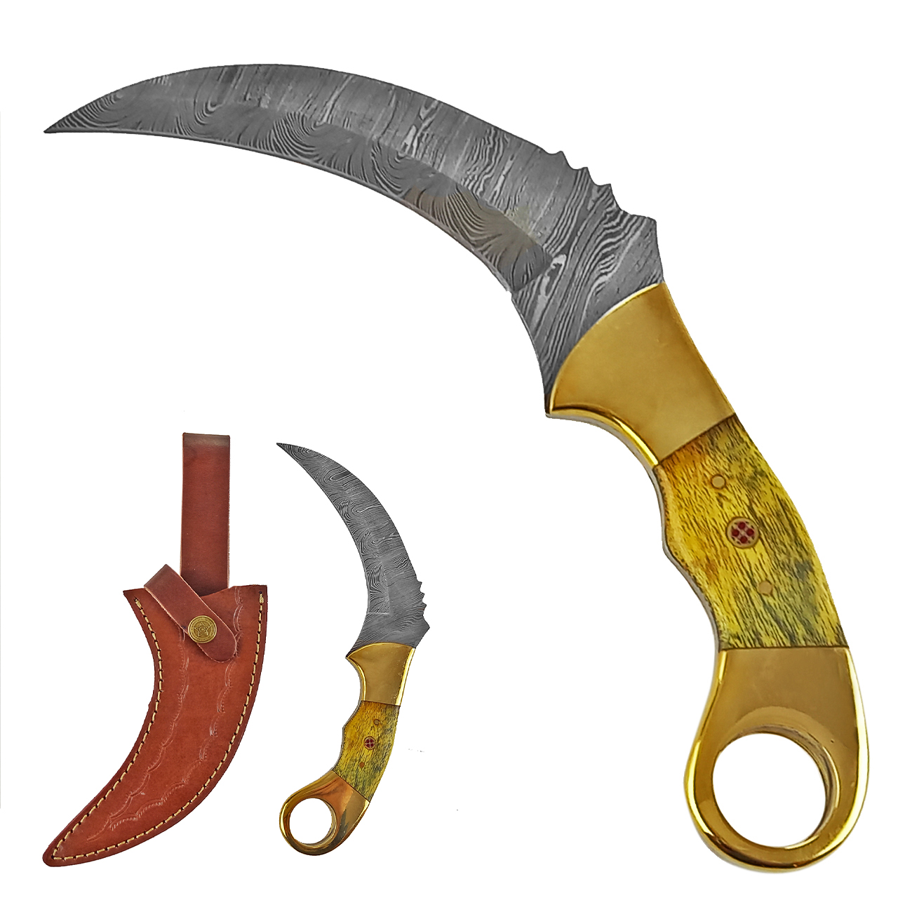 Chladné Zbraně Damaškový karambit "GOLDEN TALON"