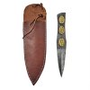 Malý damaškový vrhací nůž "GOLDEN EYE" s koženým pouzdrem