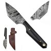 Stylový damaškový nůž "NIGHTMARE HUNTER" s koženým pouzdrem