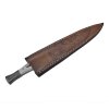 Tenký damaškový nůž "TOOTHPICK" s koženým pouzdrem